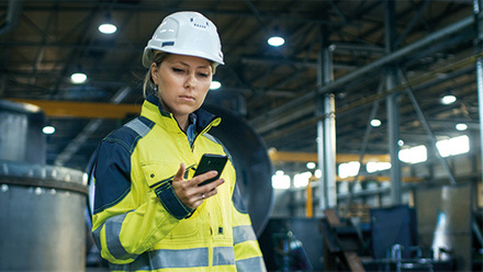 iStock Industrial worker with hard hat 500px