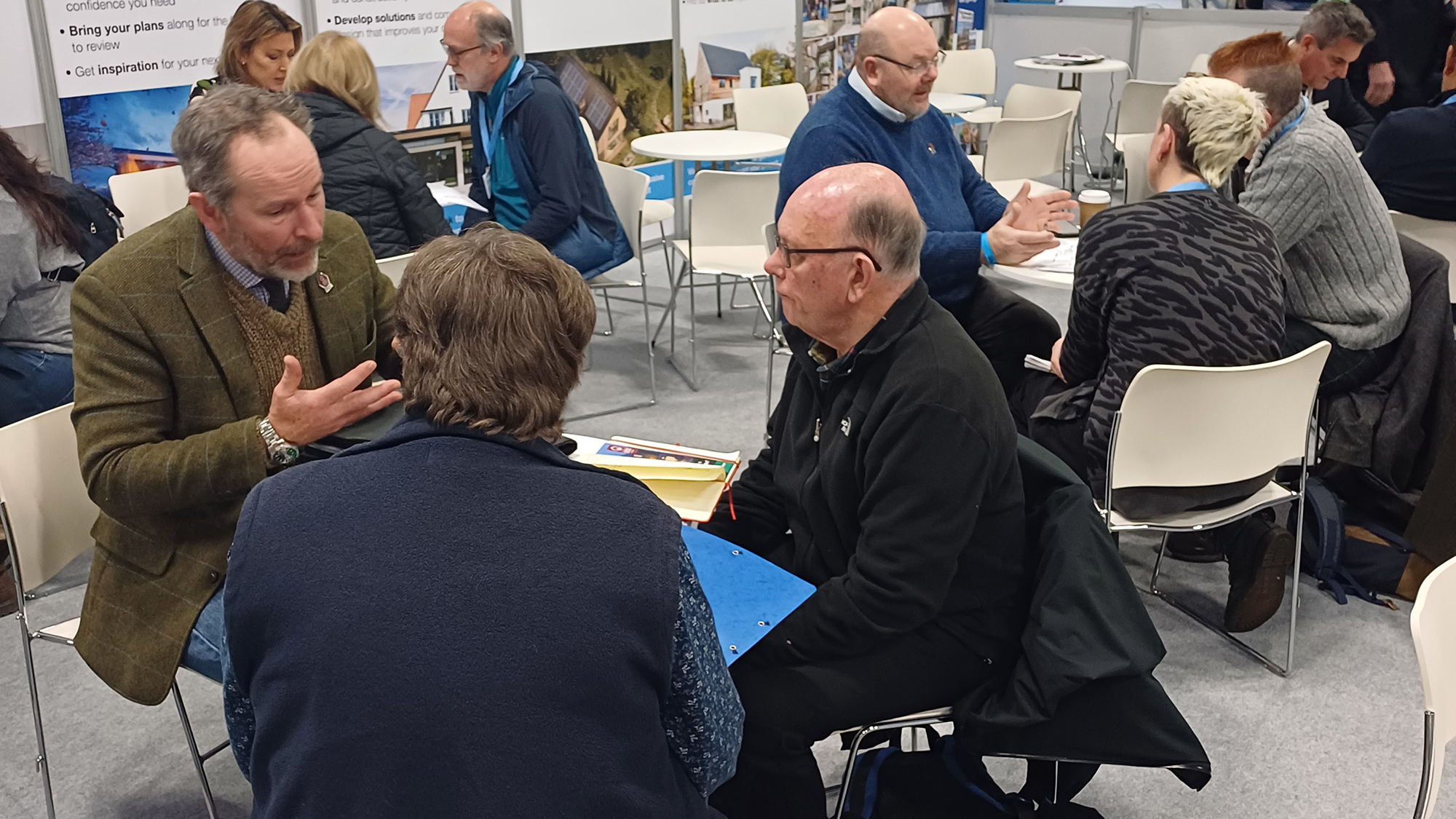 Geoff Anderson from Anderson Contractors Ltd and Simon Banham from Aztec, 2025 Farnborough HB&R show, Advice Centre