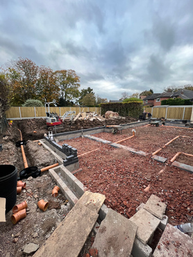 Underground Drainage, Foundation, and Floor Slab Construction up to DPC – Styal, Cheshire Project image