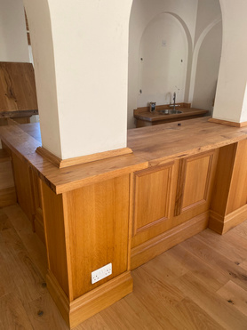 New oak flooring and oak bar in stud farm Manor House   Project image