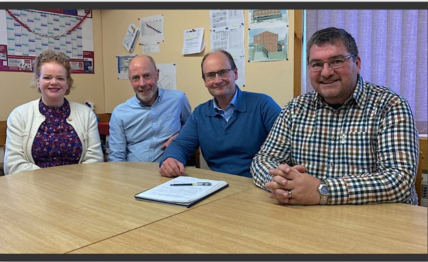 FMB Scotland President Pam Wilson, Scottish member Peter Tait, Scotland Hub Director Gordon Nelson and National President Chris Carr