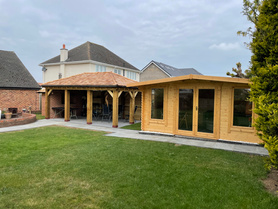 Pizza Oven and Gazebo with Cedar shingles  roof Project image