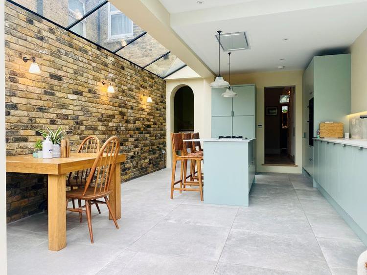 Kitchen extension with exposed brick wall