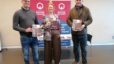 Dougie Boa, Architect and Director at Hearth Architects Ltd, Pamela Wilson, FMB Scotland President, Nick Evangelisti from Ecomerchant