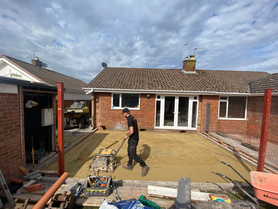 Single Storey Rear Kitchen Extension with dual pitched roof & vaulted ceiling alongside partial garage conversion Project image