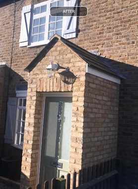 Construct insulated, brick face porch with slate tile roof Project image